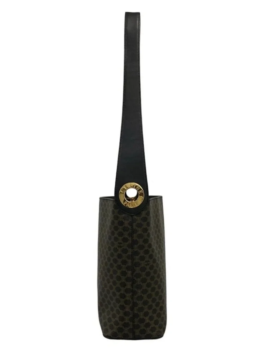 CELINE Macadam/Circle Logo Black Brown PVC Leather Shoulder Bag - Picture 4 of 15